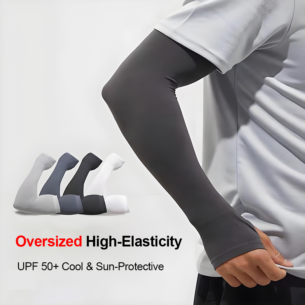 Cycling Arm Warmers - プラスサイズメンズアームスリーブ サイクリングUVカット冷却ドライビングビッグサイズ伸縮性通気性アイスシルク日焼け止めスリーブアウトドアスポーツ