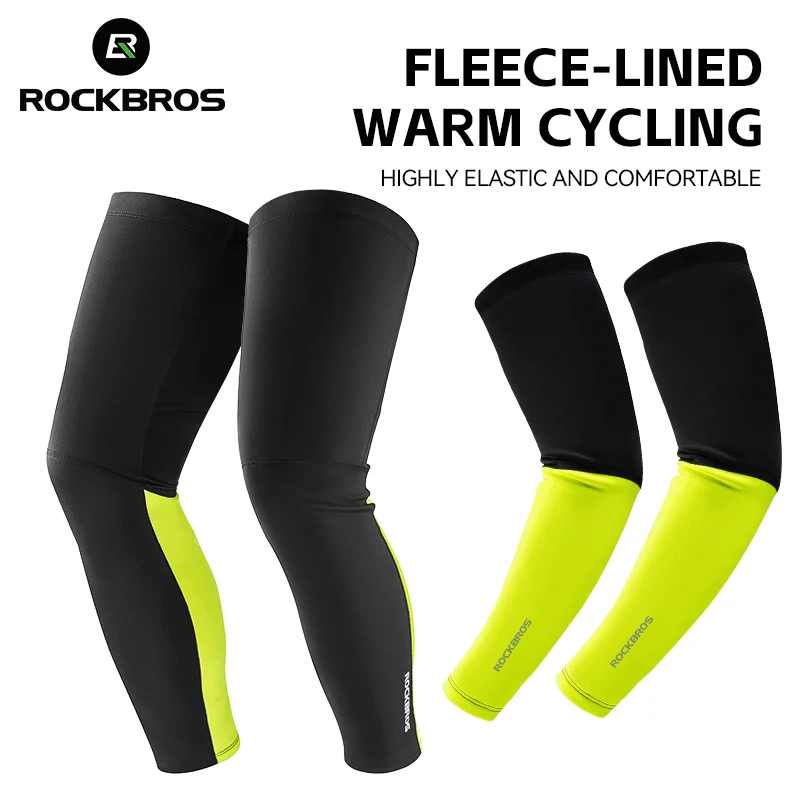Cycling Arm Warmers - ROCKBROS バイクレッグウォーマー 男女兼用 厚手 フリース裏地 滑り止め