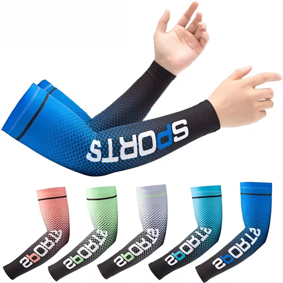 Cycling Arm Warmers - 夏ファシオ日焼け止めアイスシルクスリーブ UV 日焼け防止冷却滑り止めアームスリーブ男性女性屋外スポーツサイクリング