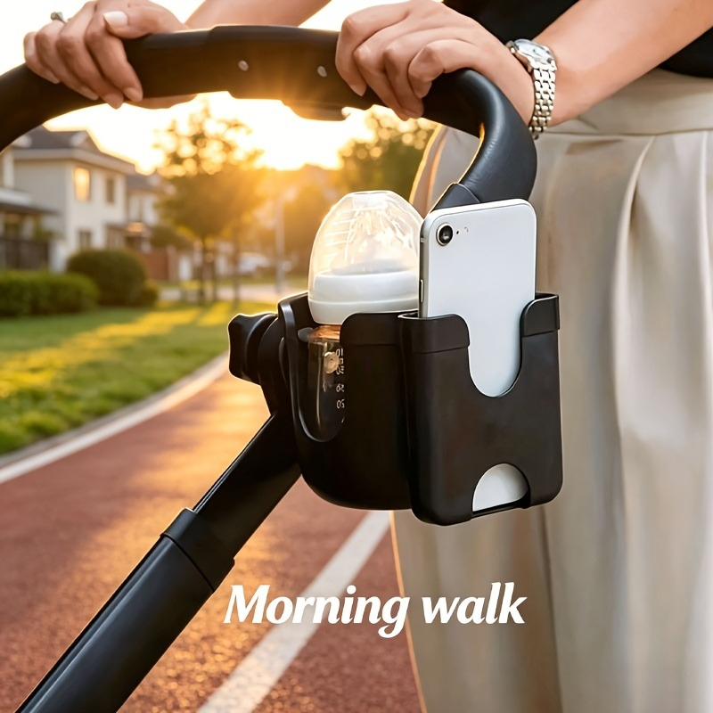 Water Bottle Holder - 2-in-1ユニバーサルベビーカーウォーターカップホルダー（電話ホルダー付き）、自転車、車椅子、ベビーカーアクセサリー用ユニバーサルボトルホルダー