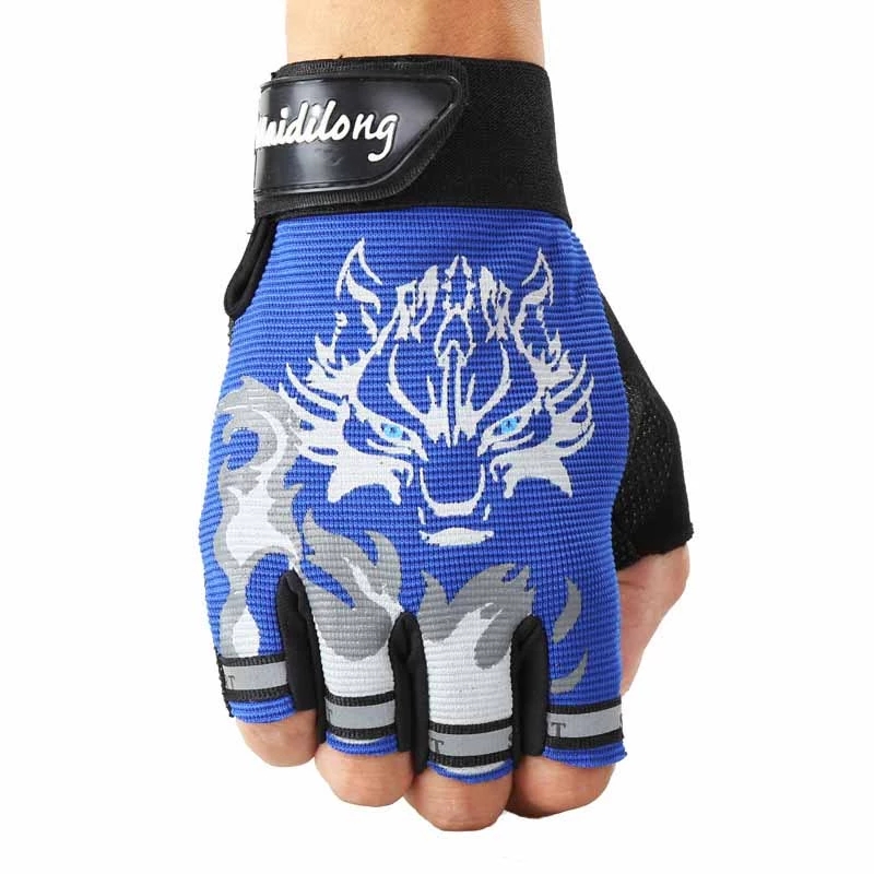 Cycling Gear Kids - ホット販売 1 ペアユニセックスキッズアンチスリップ通気性バイク自転車オートバイハーフフィンガーグローブ屋外サイクリングハンドプロテクトウェア