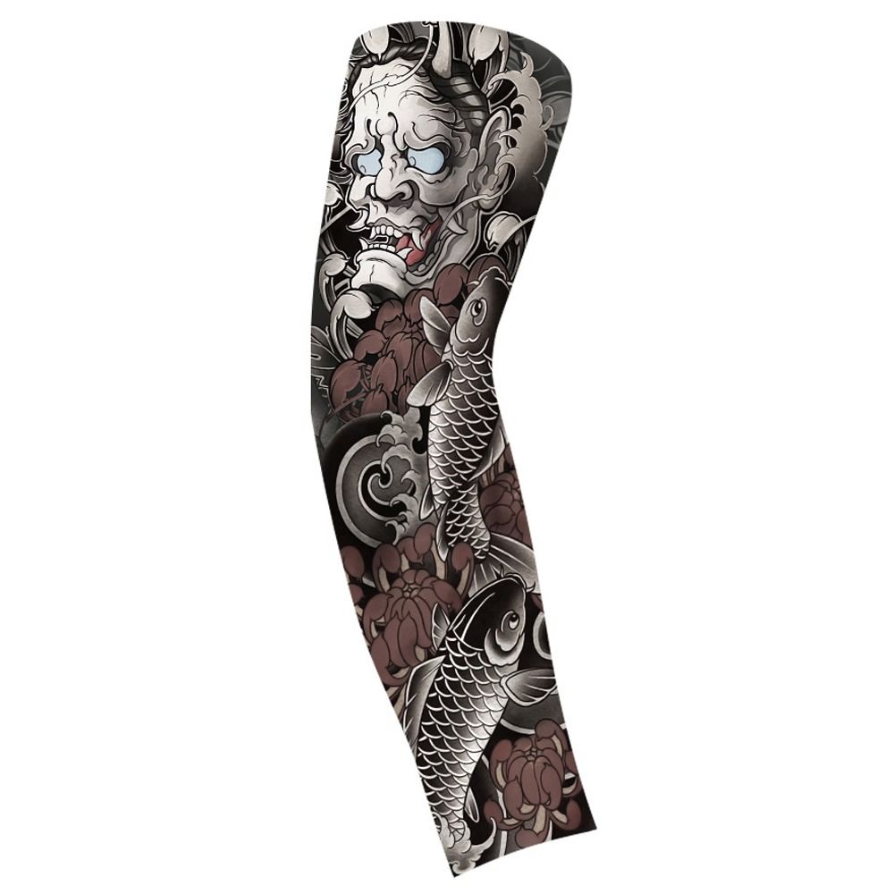 Cycling Arm Warmers - フラワーアームパターンフラワーアームタトゥースリーブ弾性薄型日焼け止めカバー長袖日焼け止め男性日焼け止めスリーブ