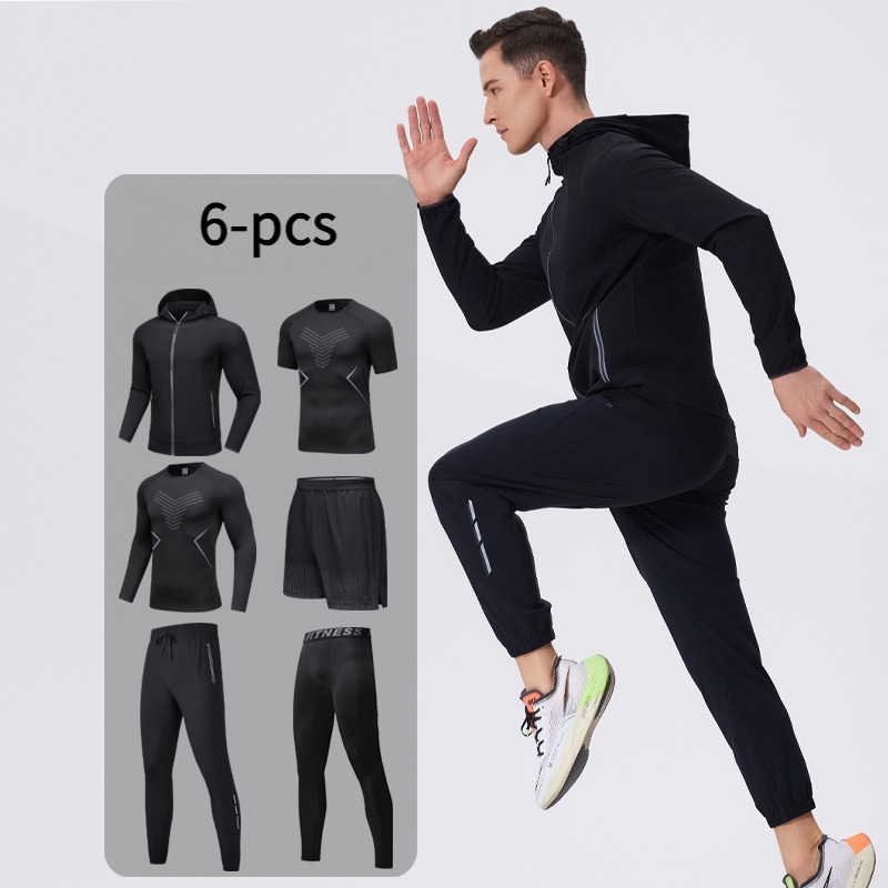 メンズ6点スポーツウェアセット、フード付き、通気性、キャンプ - Cycling Gear Men のレビューと価格