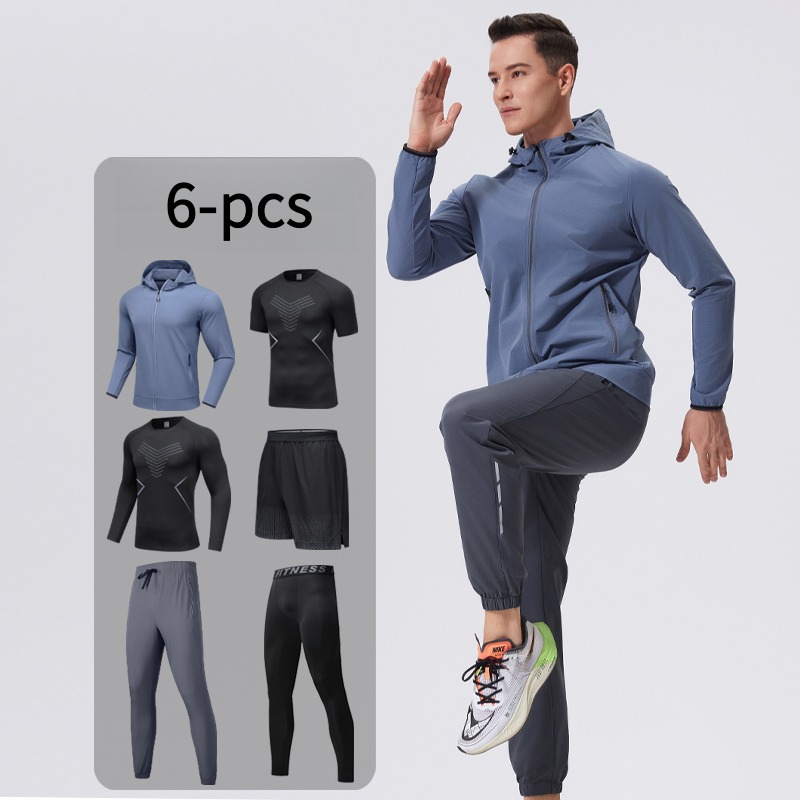 メンズ6点スポーツウェアセット、フード付き、通気性、キャンプ - Cycling Gear Men のレビューと価格