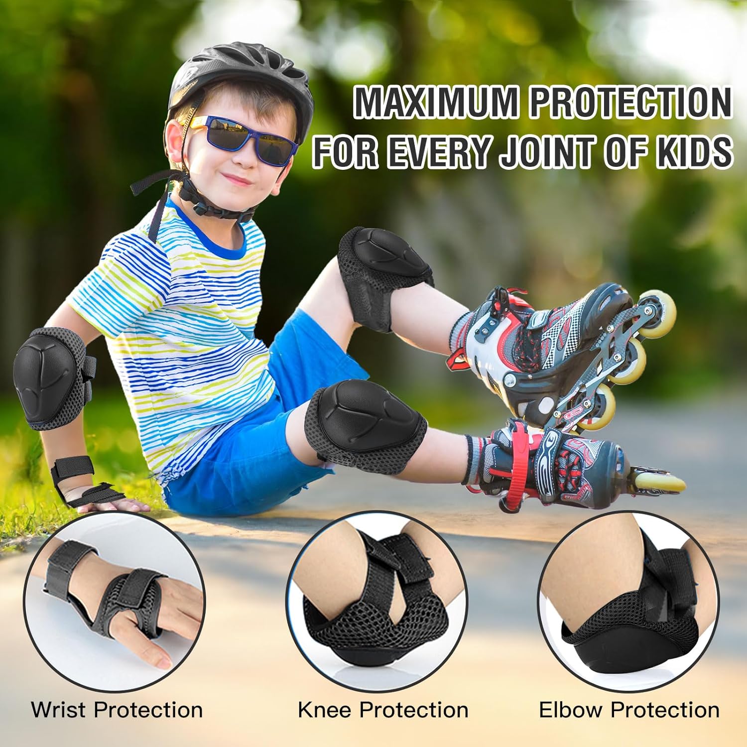 6個入り子供用保護具セット、3～14歳向け、スケート、サイク - Cycling Gear Kids のレビューと価格