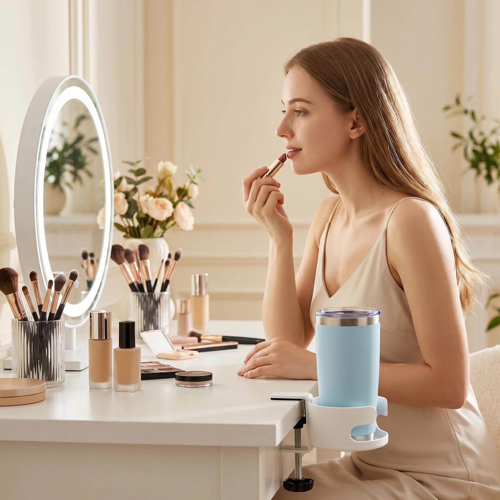 デスクカップホルダークランプ調節可能なこぼれ防止ドリンクスタ - Water Bottle Holder のレビューと価格