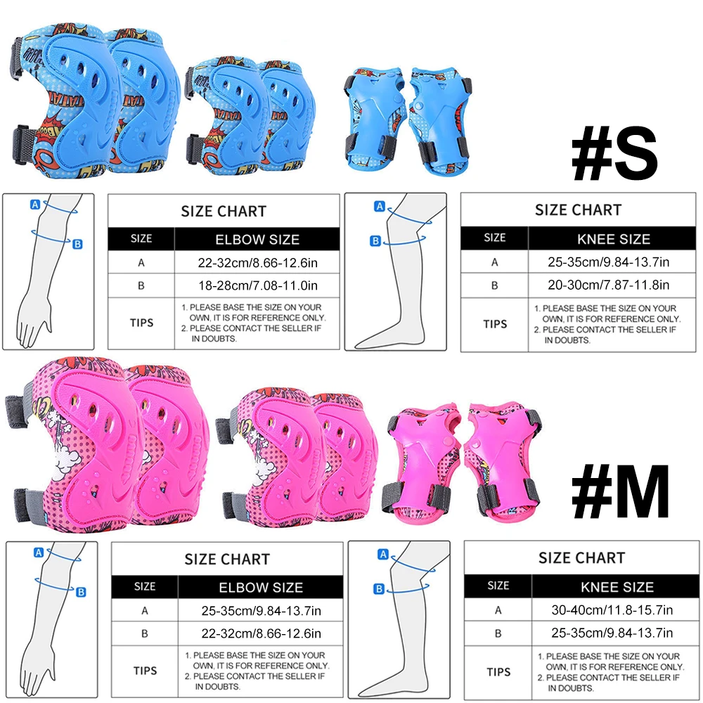 6個セット 子供用 3-12歳 膝肘パッド 保護具 ローラー - Cycling Gear Kids のレビューと価格